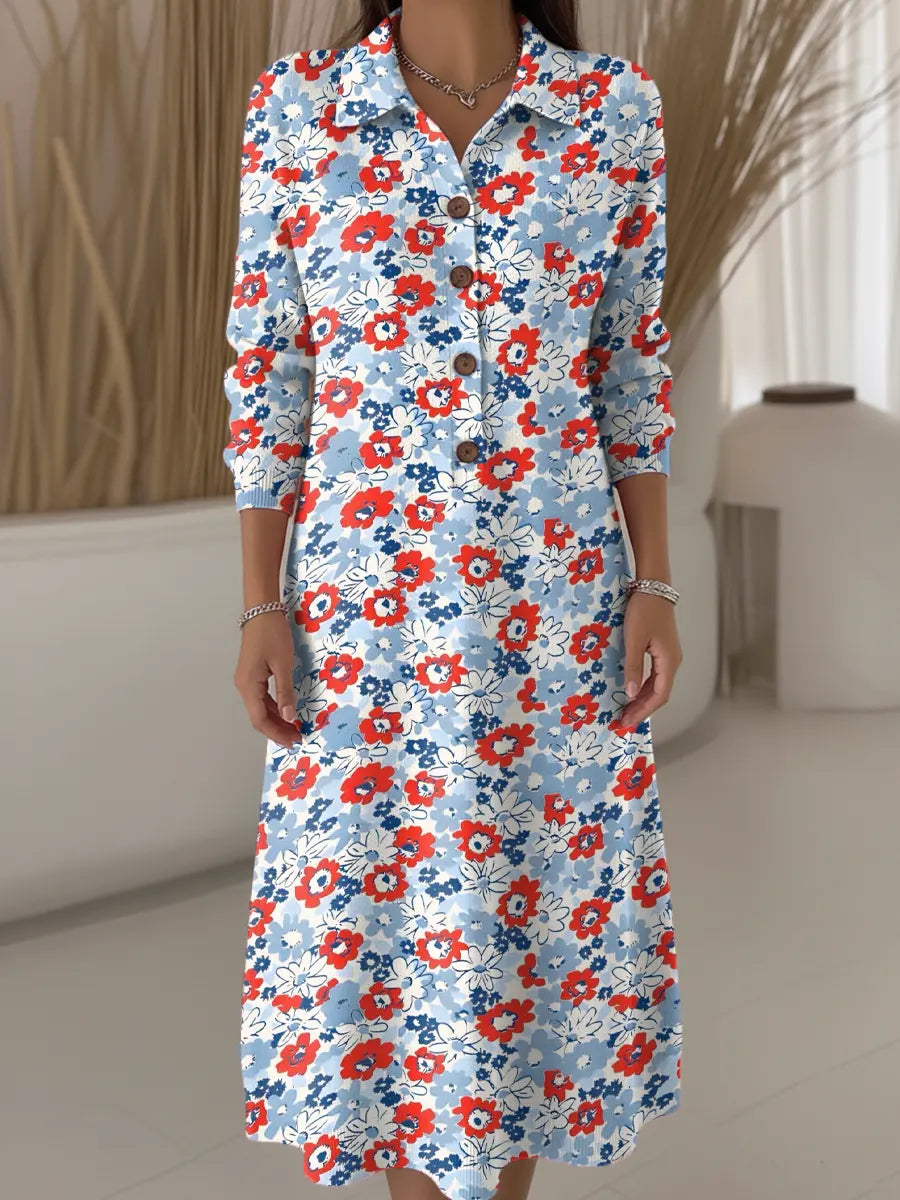 Women's Floral Pattern Art Print Casual Knitted Dress