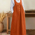 Women's Solid Color U-neck Sleeveless Casual Loose Cotton Vest Dress