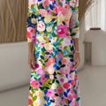 Women's Floral Pattern Art Print Casual Knitted Dress