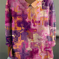 Women's Flower Colors Floral Pattern Print Casual Cotton And Linen 3/4 Sleeve Shirt