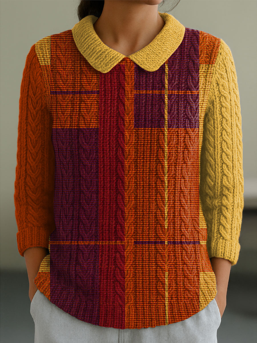 womens-deep-orange-burgundy-gold-and-red-casual-peter-pan-collar-3-4-sleeve-sweater