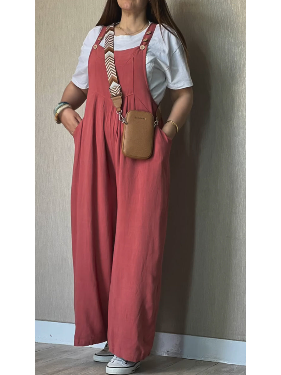 Women's Cotton and Linen Casual Jumpsuit