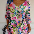 Colorful Spring Floral Garden Printed Women's Casual Pullover Knit