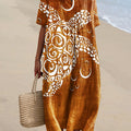 Women's Vintage Ocean Turtle Art Print Flowy Dress