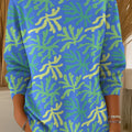 womens-multicolored-seaweed-print-casual-pullover-sweater