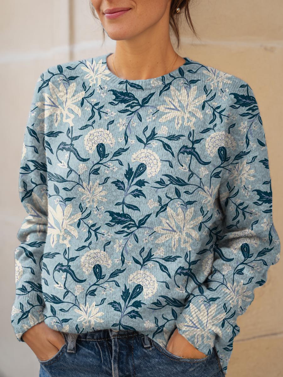 womens-floral-pattern-art-print-knit-pullover-sweater-8bx3