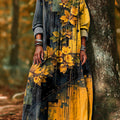 Robe pour femme à imprimé floral abstrait bicolore vintage