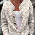 cardigan-pull-à-boutons à imprimé floral vintage pour femme 