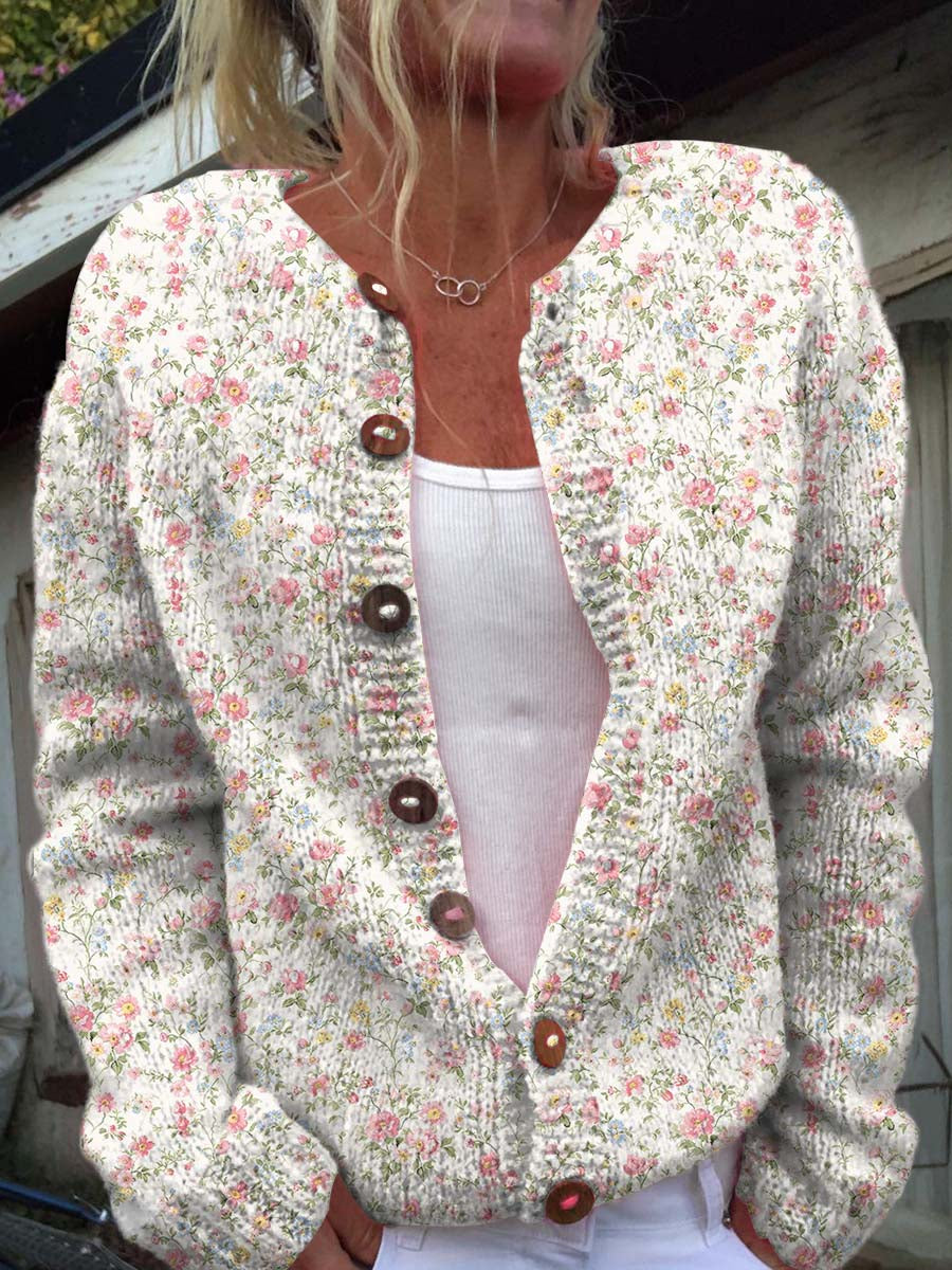 womens-vintage-art-floral-print-buttoned-cardigan-sweater