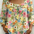 Women's Floral Art Print Casual Stylish Cotton Shirt