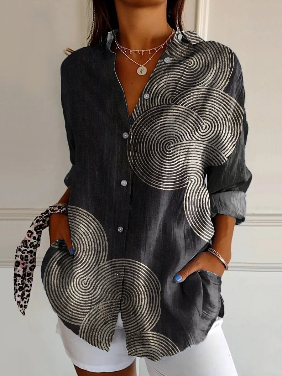 Japanese Zen Art Printed Women's Casual Cotton Shirt