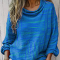 Damen-Langarmshirt aus Baumwolle mit abstraktem geometrischem Vintage-Kunstdruck und abstraktem geometrischem Muster, lässig und bequem 
