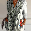 Be The Unique Fish Art Printed Women's Casual Cotton Shirt