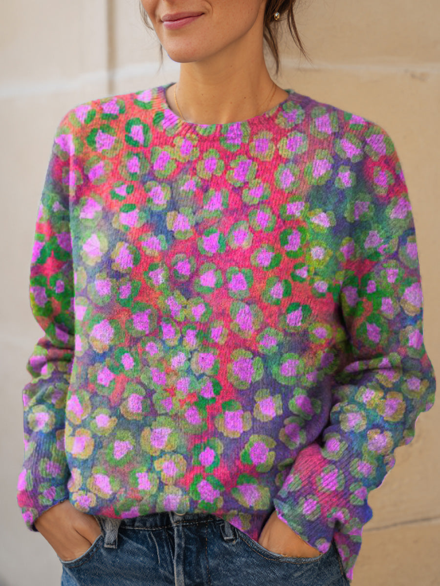 womens-colourful-artistic-flowers-print-knit-pullover-sweater