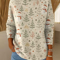Women's Christmas Print Turtleneck Long Sleeve Casual Loose Pullover Sweater