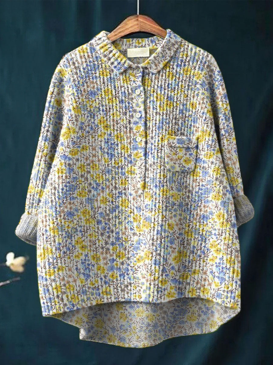 womens-vintage-floral-pattern-art-print-casual-pullover-knit-sweater