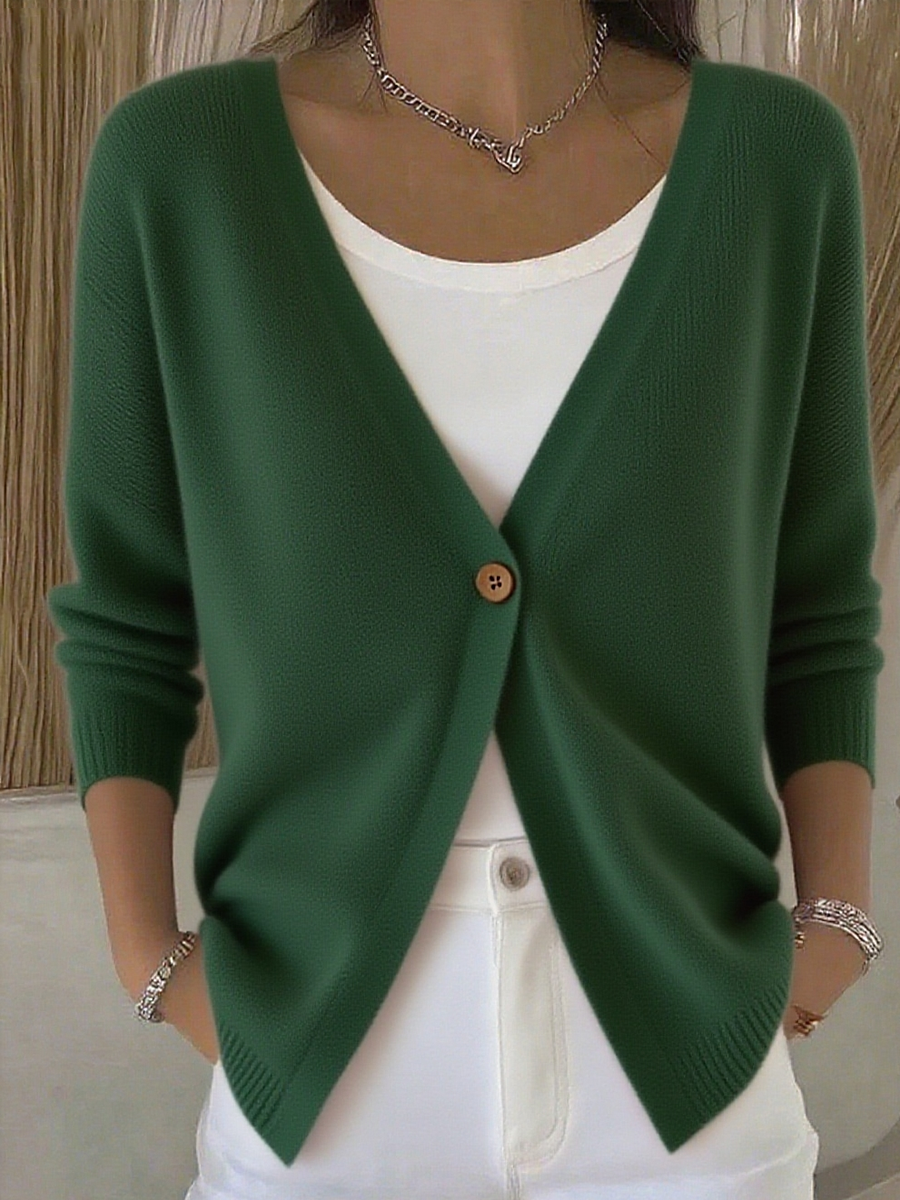 Women's V-neck One-button Knitted Cardigan Sweater