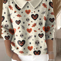 womens-halloween-casual-print-peter-pan-collar-3-4-sleeve-sweater