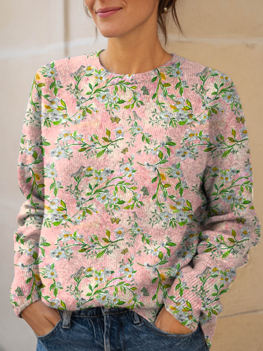 womens-floral-pattern-art-print-knit-pullover-sweater-rsvh