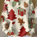 Women's Simple Christmas Tree Pattern Art Print Casual Waffle Henry Collar Sweatshirt