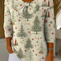 Vintage Christmas Tree Art Print Buttoned Cardigan Sweater