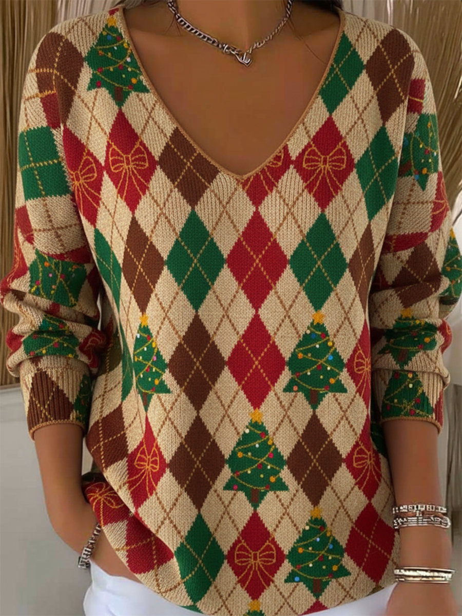 Women's Soft Prismatic Christmas Sweater Top