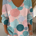 Women's Large Polka Dots Surround Small Polka Dots Print Casual Pullover Sweater