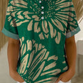 Women's Vintage Flower Pattern Printed Cotton Linen Top