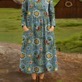 Vintage-Hemdkleid aus Baumwolle mit floralem Muster und Revers für Damen 