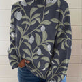 womens-green-vintage-art-olive-print-knit-turtleneck-pullover-sweater