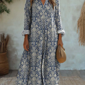 Women's Vintage Lovely Floral Art Print Cotton Dress