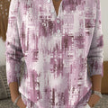 Pink geometric block decorative pattern Cardigan Collar Sweater