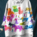 Women's  Dog  Art Print Casual Cotton And Linen Shirt