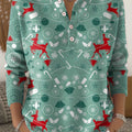 Vintage  Christmas  Art Print Buttoned Cardigan Sweater