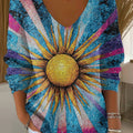 Women's Beautiful Abstract Sun Painting Art Print Casual Pullover Sweater