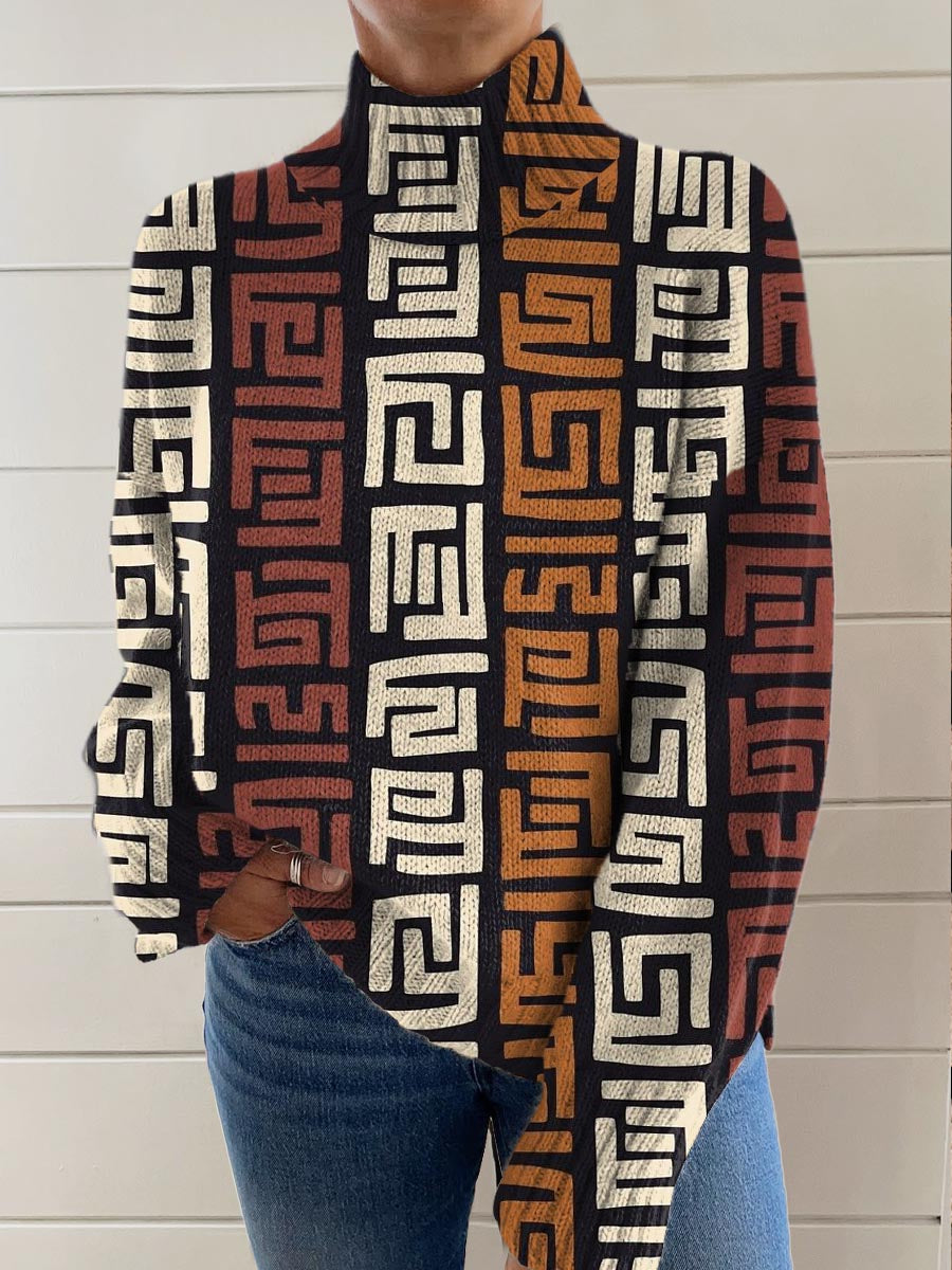 womens-vintage-art-abstract-lines-print-knit-turtleneck-pullover-sweater