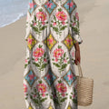 Women's Vintage Lovely Floral Art Print Cotton Dress