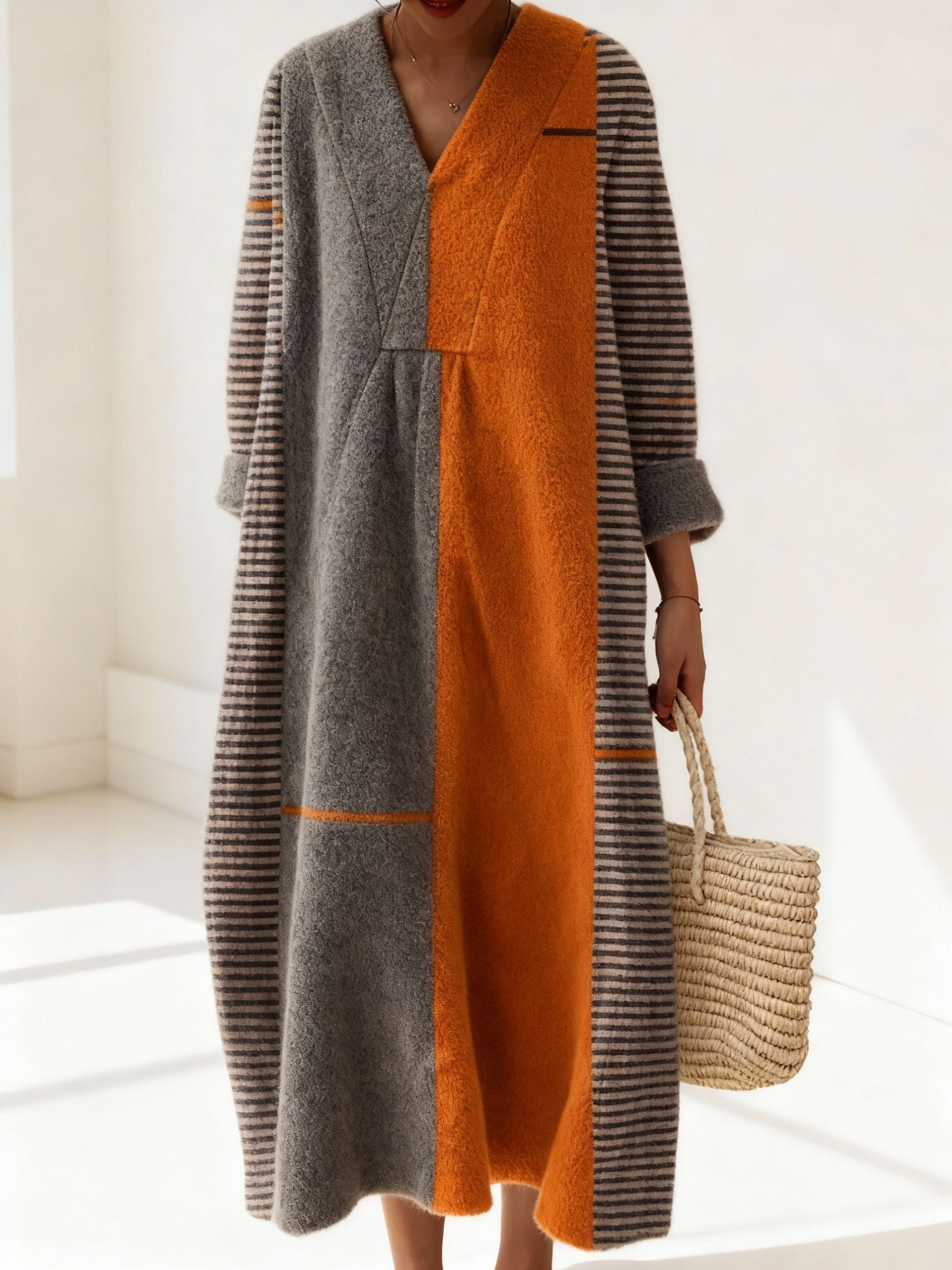 Women's Geometric Art Print Casual Cotton Sweater Dress