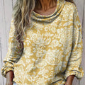 Women's Vintage Ethnic Floral Painting Art Print Casual Long Sleeve Comfortable Cotton Shirt