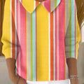 womens-colorful-stripe-painting-art-print-casual-peter-pan-collar-3-4-sleeve-sweater-ntd1