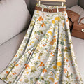 Women's Vintage Flower  Art Print Cotton Skirt