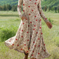 Women's Flowers Floral Art Print Long-sleeved Dress