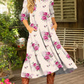 Women's Floral Pattern Art Print Cotton Dress