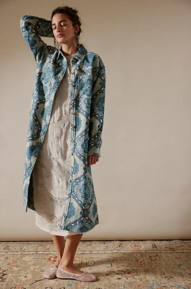 Jacquard Maxi Shirt Jacket