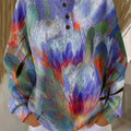 Women's Beautiful Abstract Large Flower Painting Art Print Casual Cotton Sweatshirt