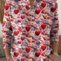 Women's Retro Plaid Heart Art Print Valentine's Day Casual Sweater