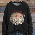 Christmas Pearls Jewelry Art Santa Claus Print Knit Pullover Sweater