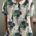 Women's Flower Print Casual Cotton And Linen Shirt