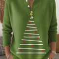 Vintage  Christmas Art Print Buttoned Cardigan Sweater