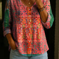 Women's Vintage Pattern Art Print Casual Cotton Shirt